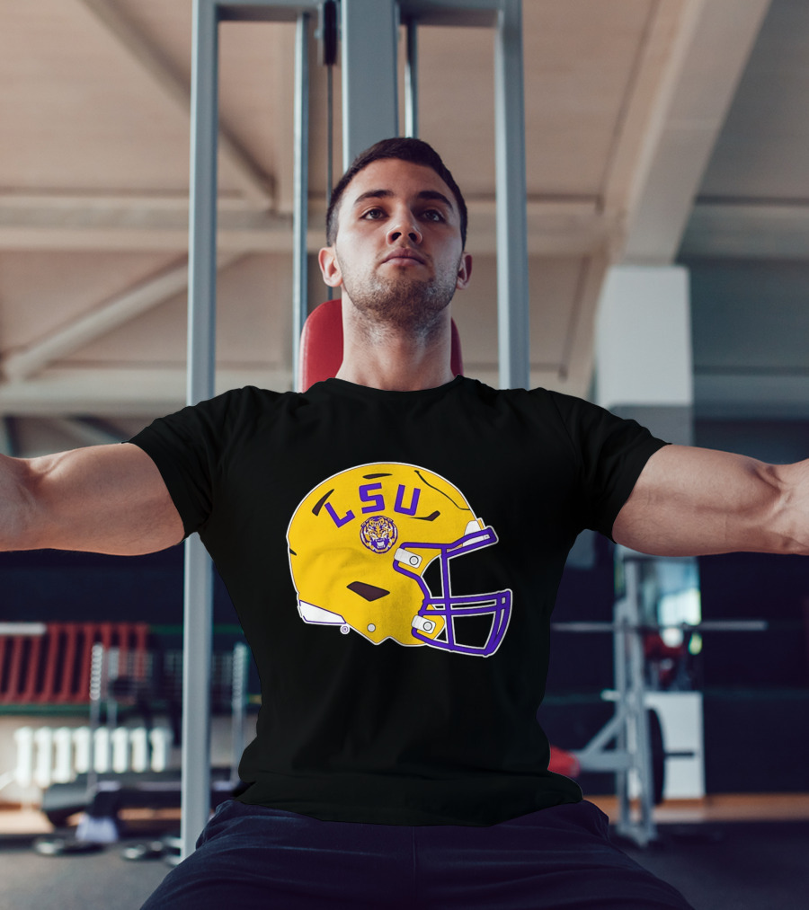 LSU Tigers Football Helmet Yellow Purple Team T-Shirt