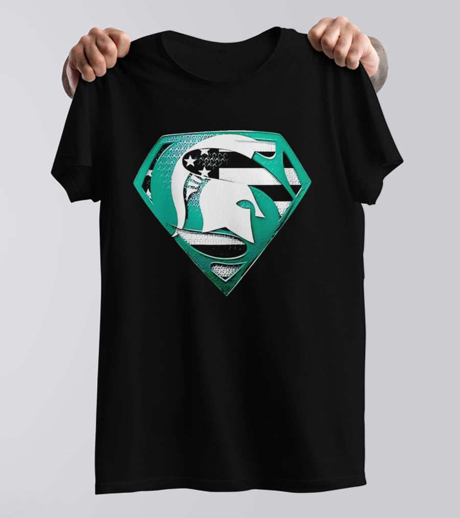 Michigan State Spartans Superman American Flag T-Shirt