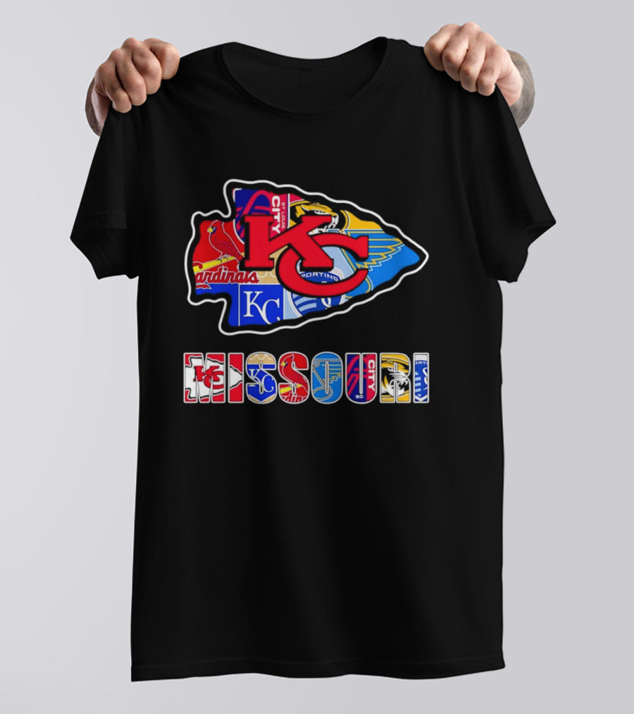 Missouri Sports Teams KC Chiefs Cardinals Royals Blues Sporting Arrowhead T-Shirt