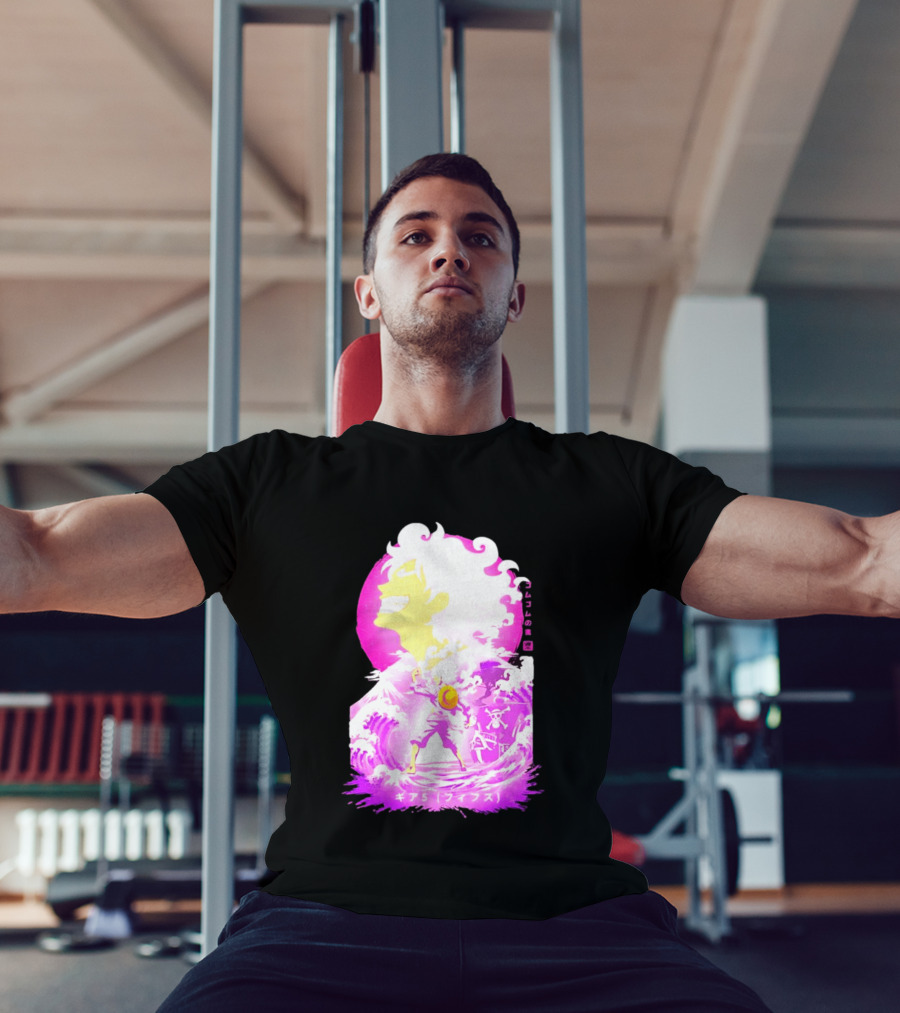 Monkey D. Luffy Gear 5 Gomu Gomu No Mi Waves One Piece Pink Aesthetic T-Shirt