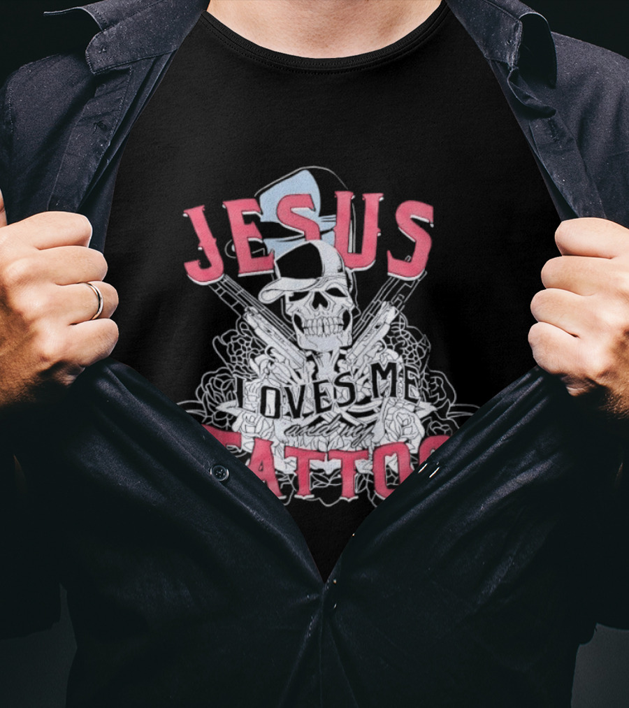 Jesus Loves Me Skeleton Tattoo T-Shirt