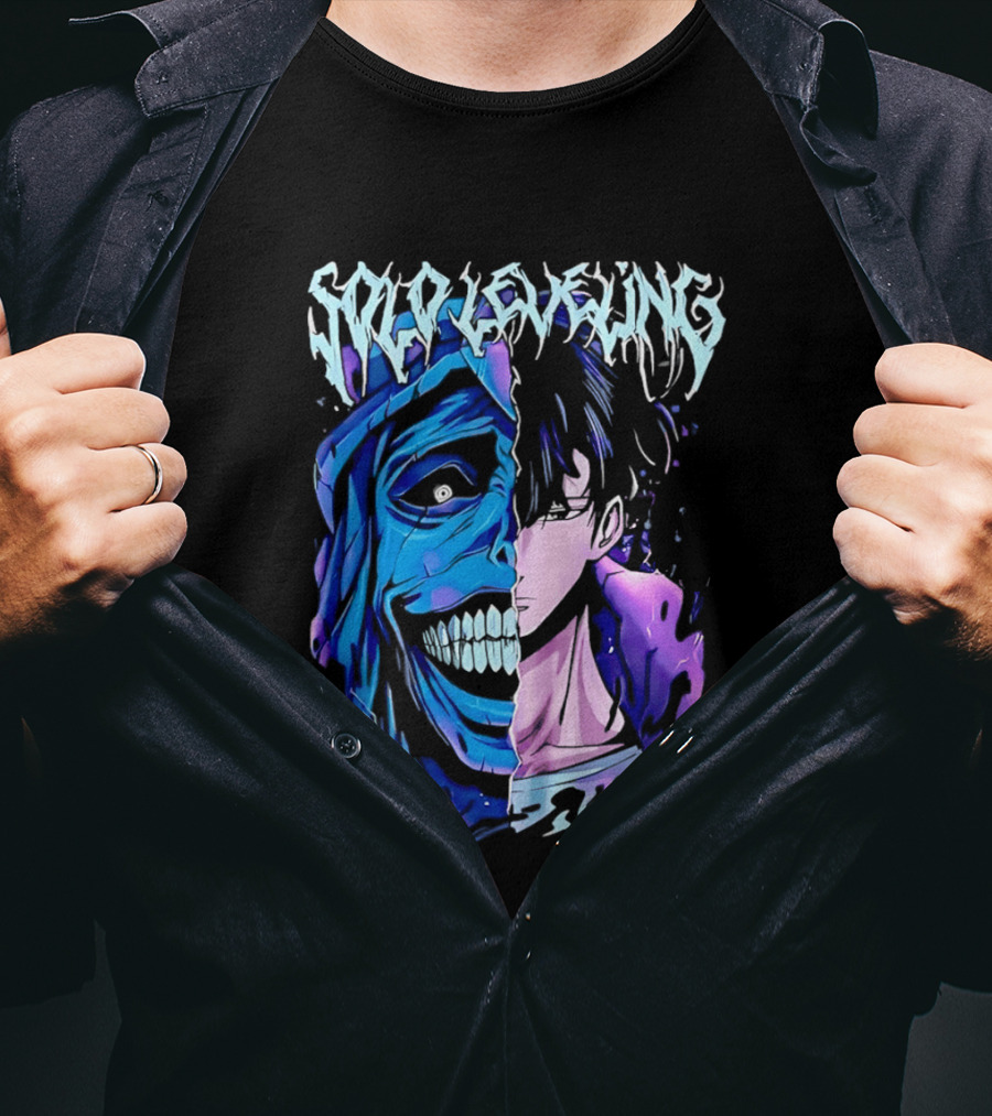 Solo Leveling Split Face Cotton Anime T-Shirt