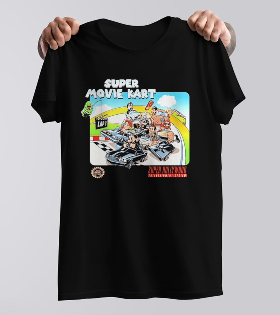 Super Movie Kart Super Hollywood Entertainment System John Wick Back To The Future Ghostbusters Mad Max Rocky T-Shirt