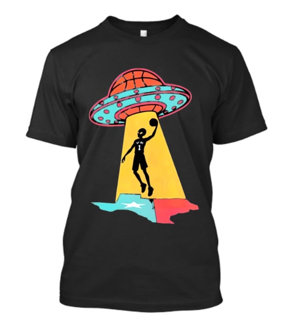Victor Wembanyama San Antonio Spurs UFO Abduction Texas Flag Basketball T-Shirt