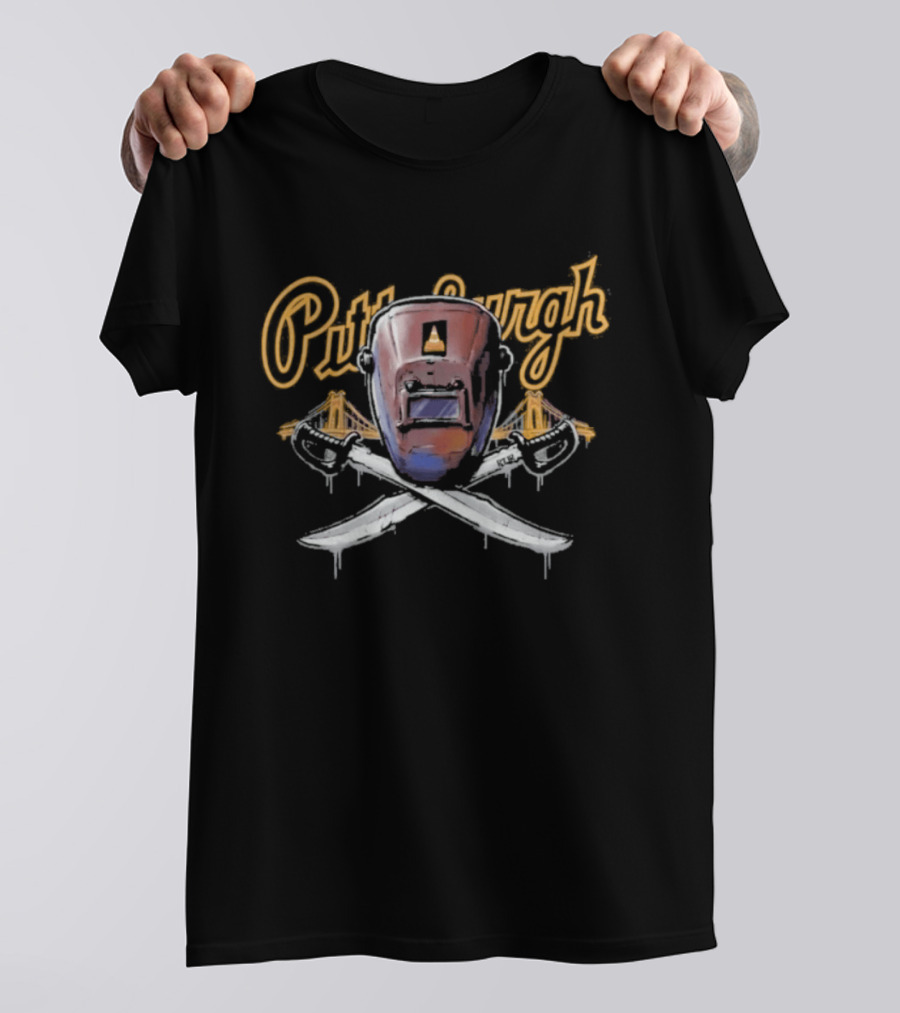 Pittsburgh Welder Hood Crossed Hoist Cone Pirates MLB T-Shirt