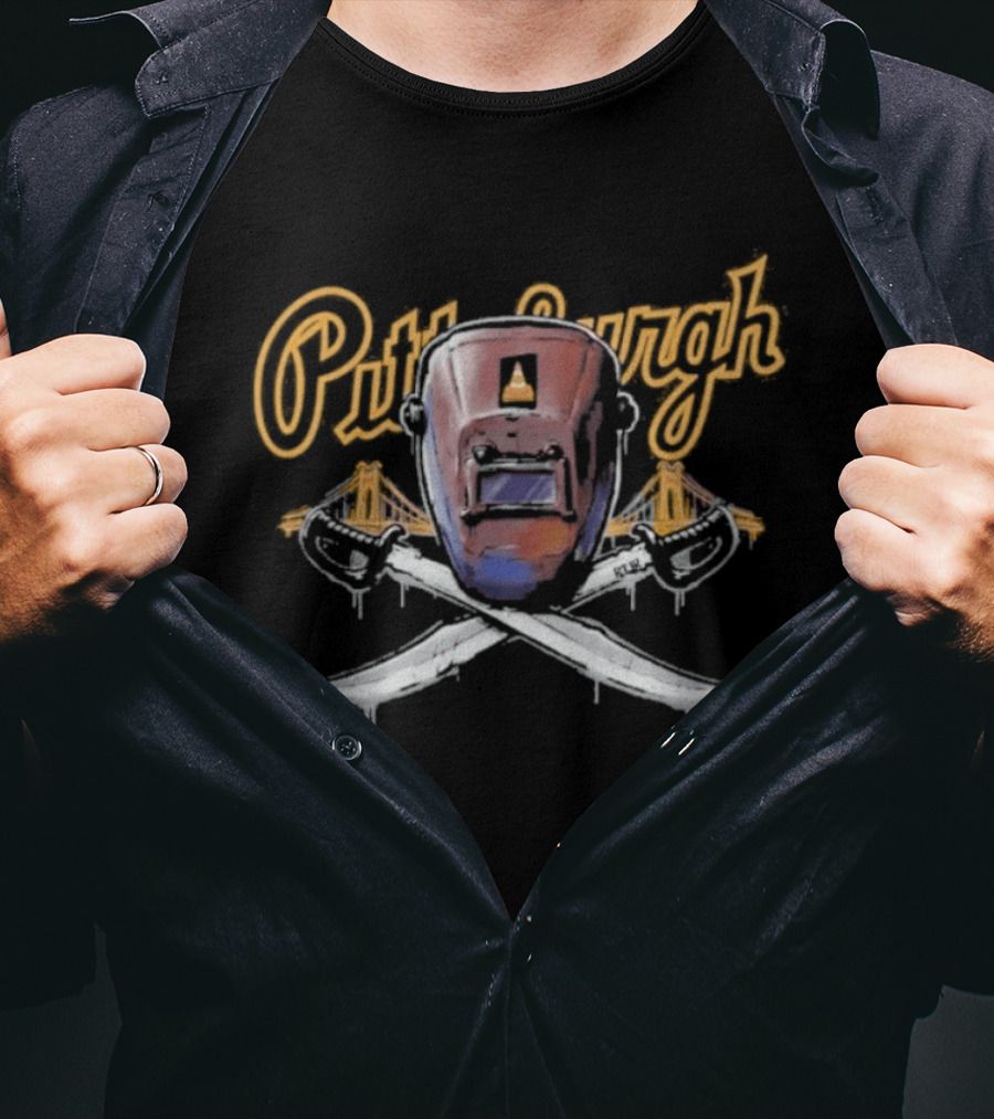 Pittsburgh Welder Hood Crossed Hoist Cone Pirates MLB T-Shirt