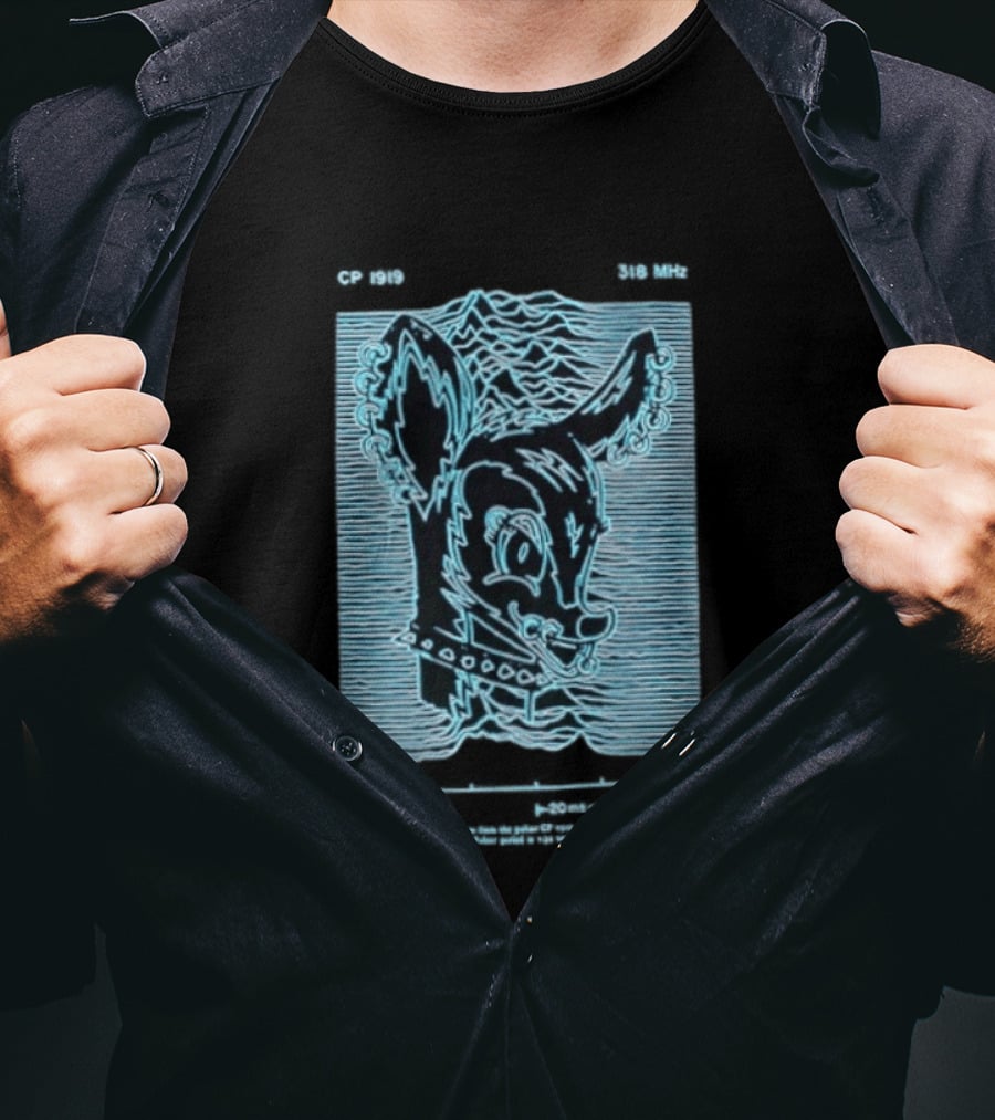 Allaround Risk CP 1919 318 MHz Blue Neon Reindeer Ears And Collar T-Shirt