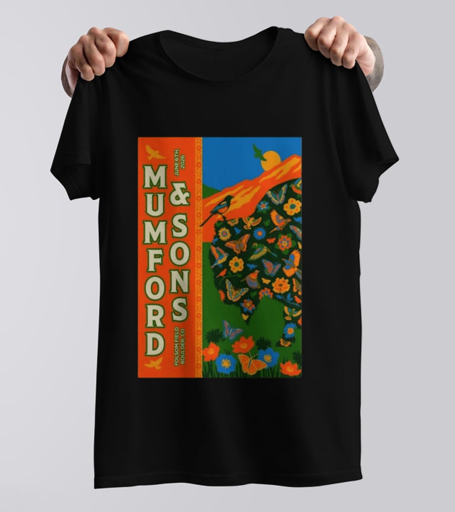 Mumford And Sons June 6 2026 Folsom Field Boulder CO Butterflies And Nature T-Shirt