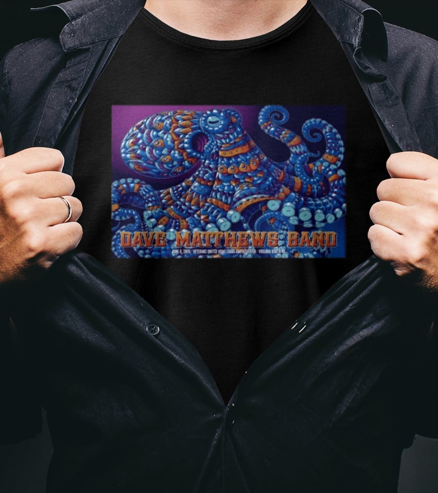 Dave Matthews Band Veterans United Home Loans Amphitheater June 6 2026 Virginia Beach Octopus T-Shirt