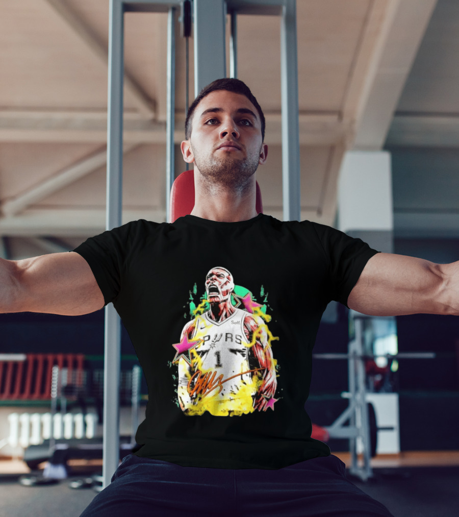 Victor Wembanyama San Antonio Spurs Attack On Titan Colossal Titan Spurs 1 Self Signature T-Shirt
