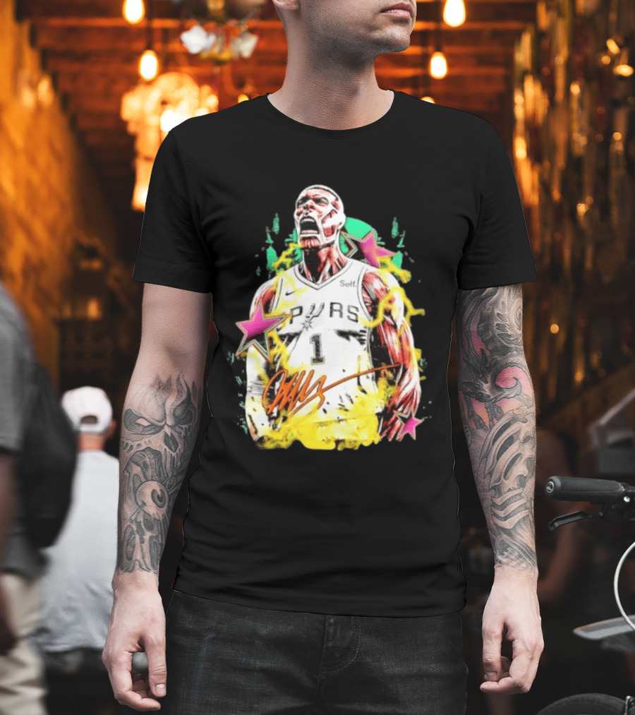 Victor Wembanyama San Antonio Spurs Attack On Titan Colossal Titan Spurs 1 Self Signature T-Shirt