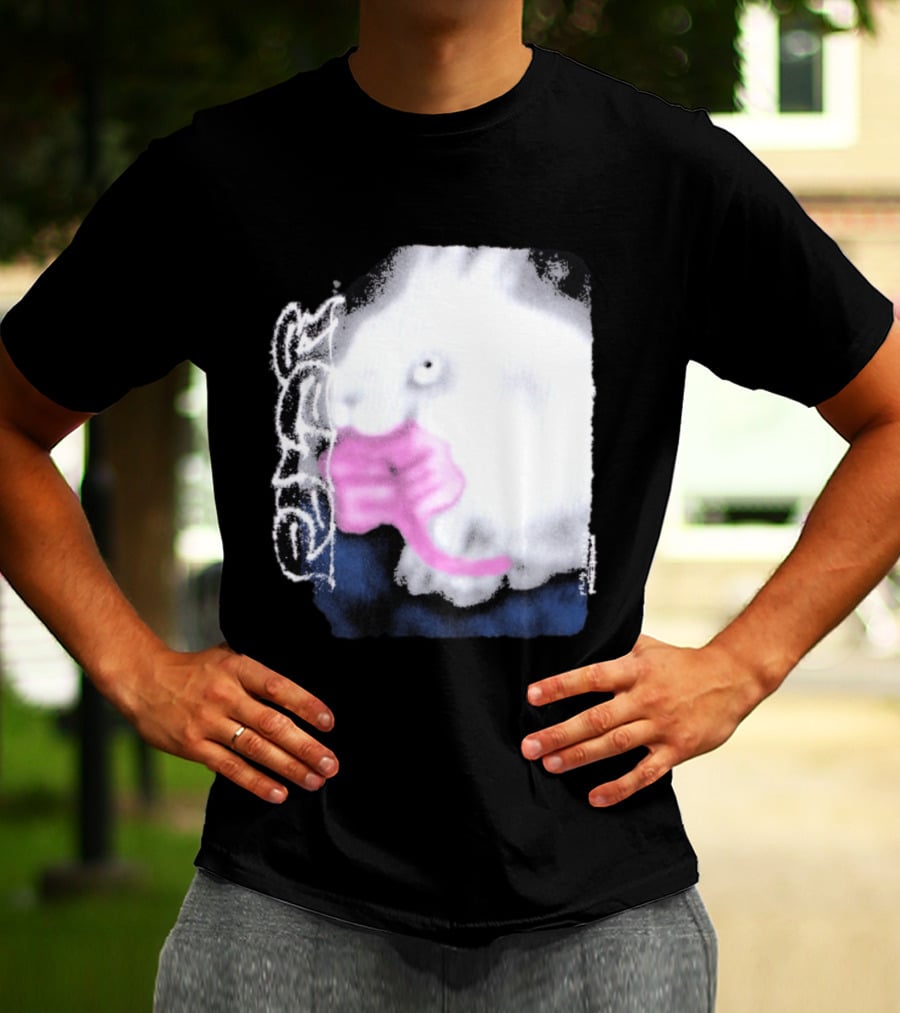 Flatspot Polar Rabbit With Pink Ribbon T-Shirt