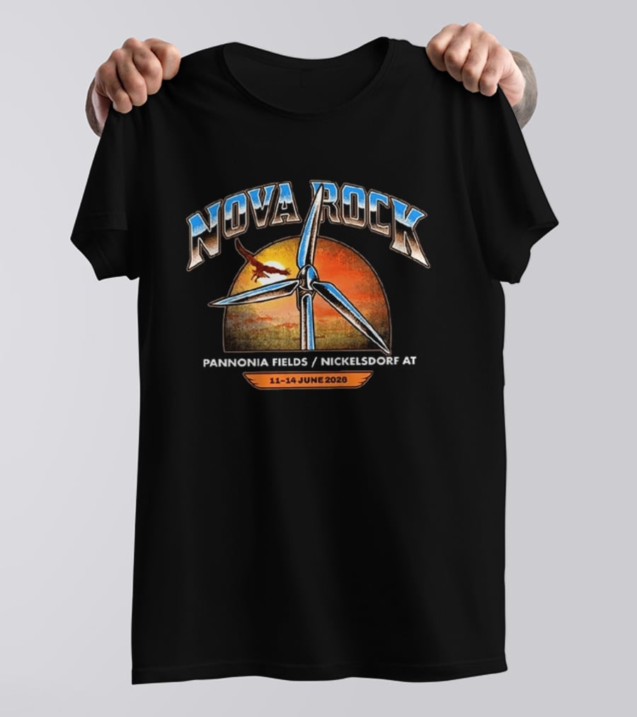Nova Rock 2026 Winds Of Rock Nickelsdorf Festival 11 14 June Windmill Sunset Eagle T-Shirt