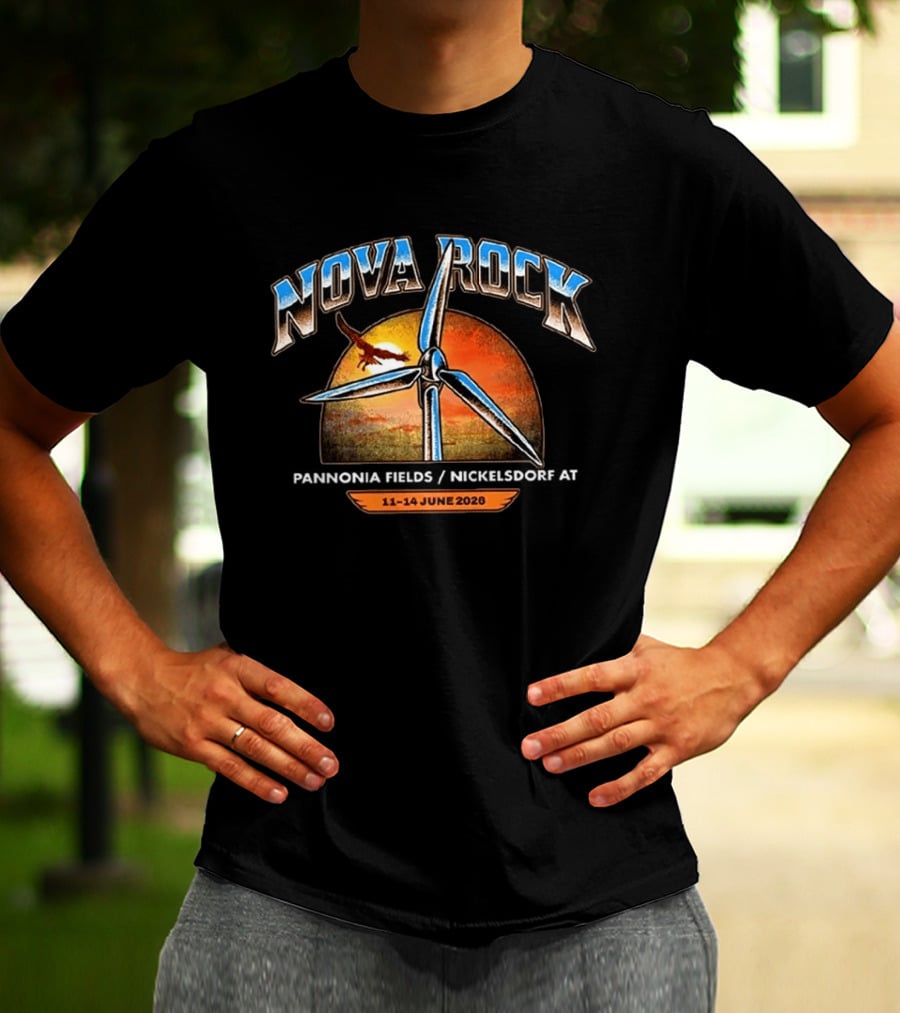 Nova Rock 2026 Winds Of Rock Nickelsdorf Festival 11 14 June Windmill Sunset Eagle T-Shirt