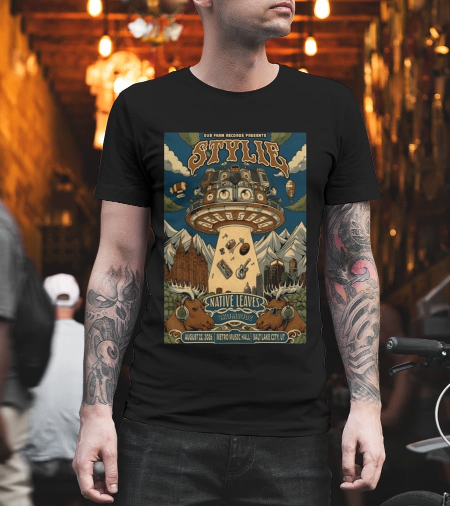 Dub Farm Records Presents Stylie Native Leaves Skumbudz Salt Lake City UT August 22 2026 Metro Music Hall T-Shirt