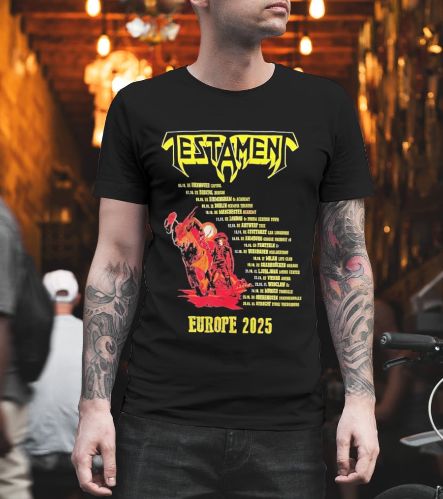 Testament Europe 2025 Tour Western Outlaw Dates T-Shirt