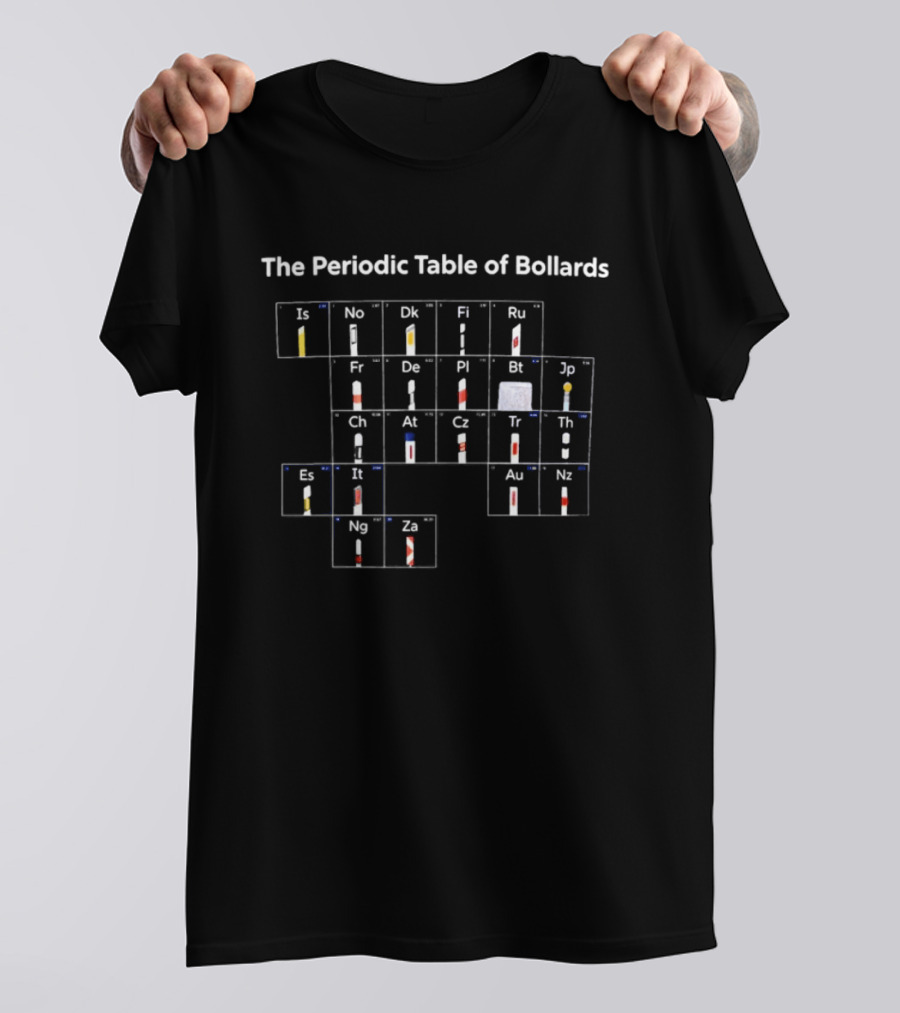The Periodic Table Of Bollards Funny Science Parody Chart T-Shirt