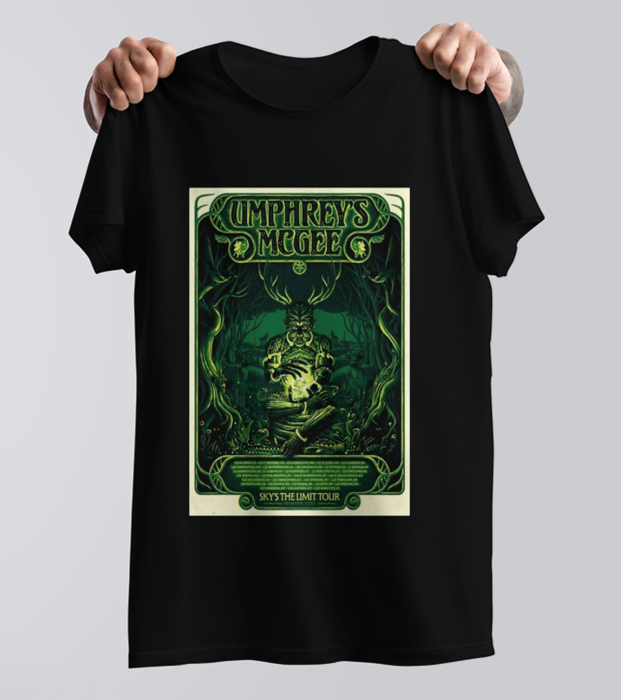 Umphrey's McGee Sky's The Limit Winter Tour 2026 Forest Creature Green T-Shirt