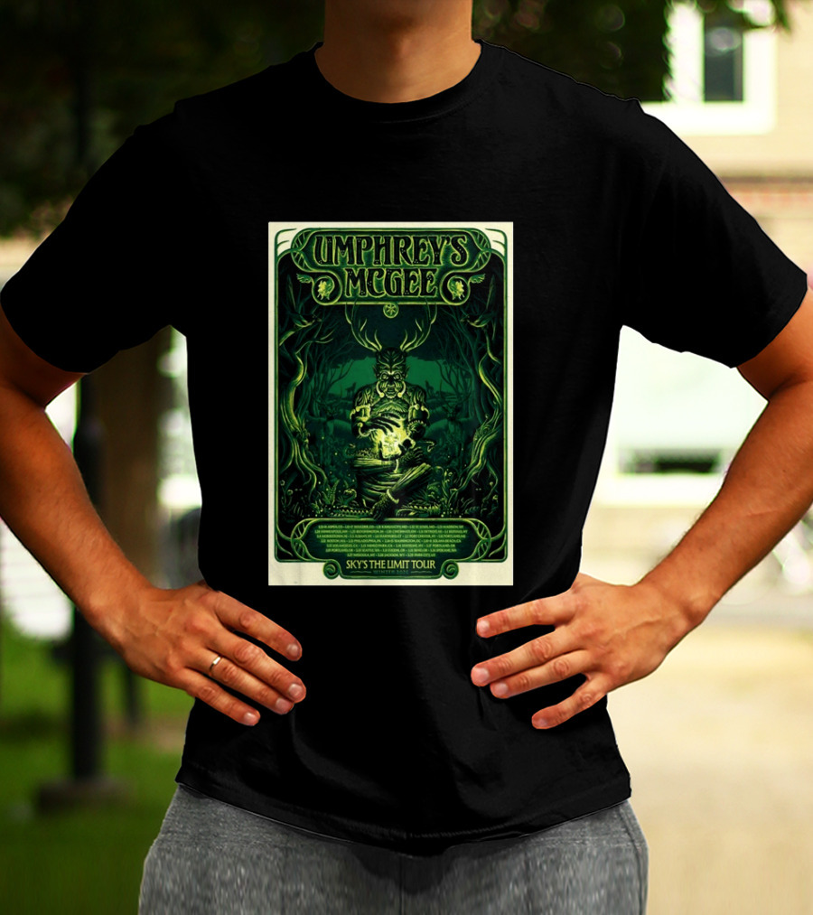 Umphrey's McGee Sky's The Limit Winter Tour 2026 Forest Creature Green T-Shirt