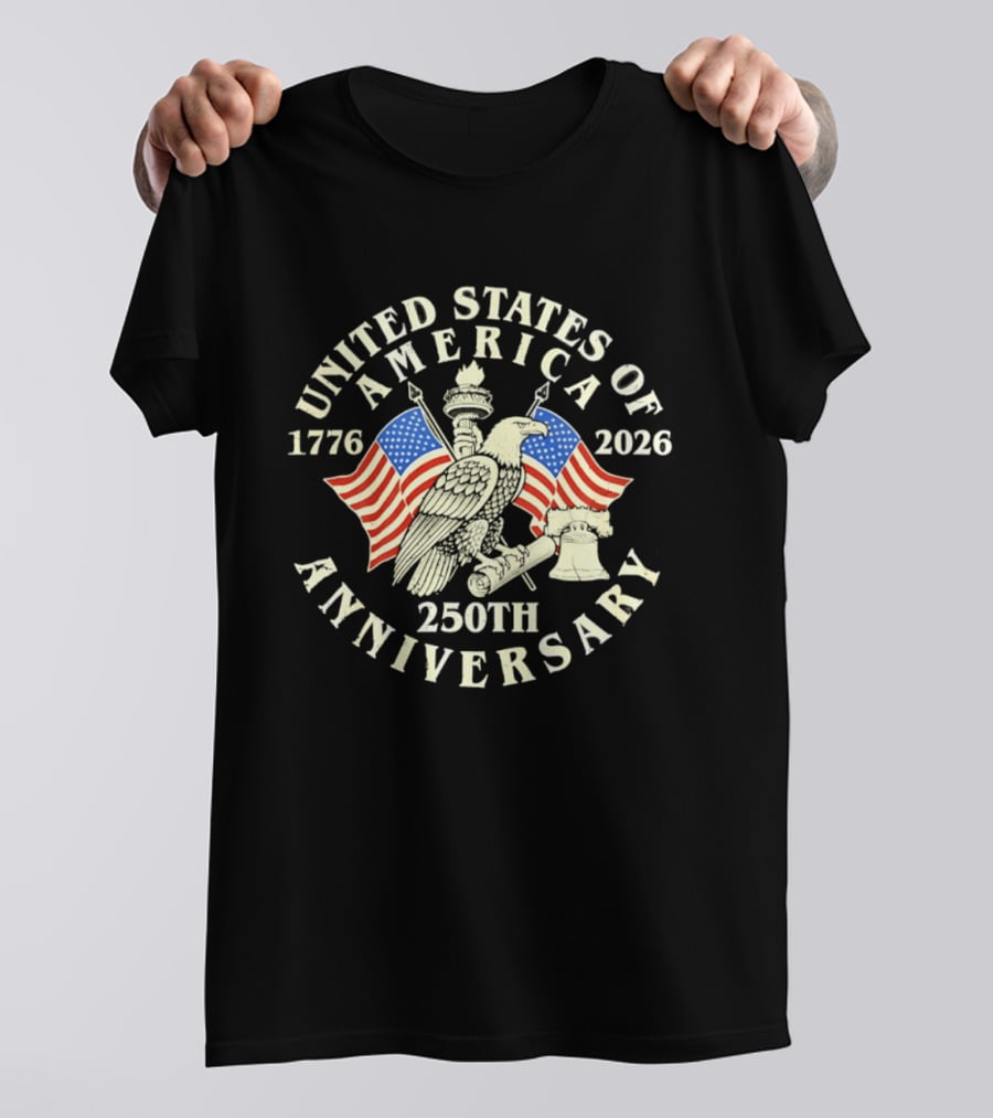 United States Of America 1776 2026 250th Anniversary Eagle Flag Bell T-Shirt