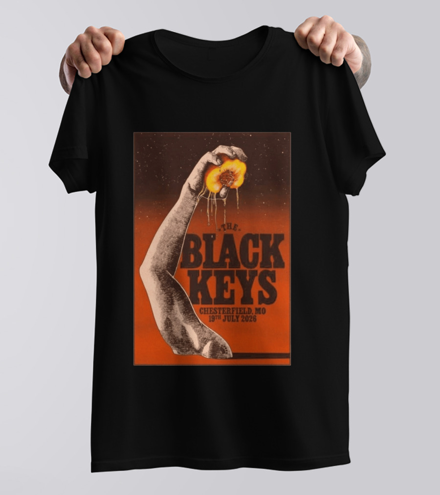 The Black Keys Chesterfield MO 19th July 2026 Hand Peach T-Shirt