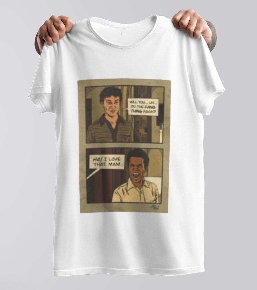 Interview With The Vampire X Cat's Doodle Dump Fang Thing Will You Do The Fang Thing Again Ha I Love That Man T-Shirt