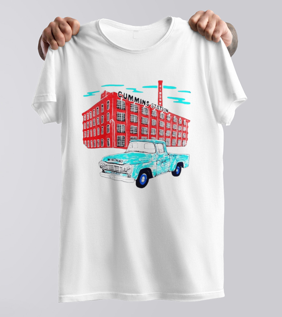 Gilson Cummins Station Vintage Truck And Building Scene T-Shirt