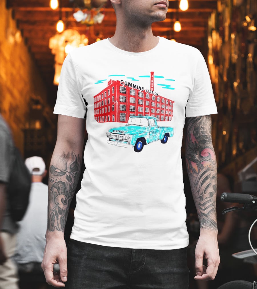 Gilson Cummins Station Vintage Truck And Building Scene T-Shirt