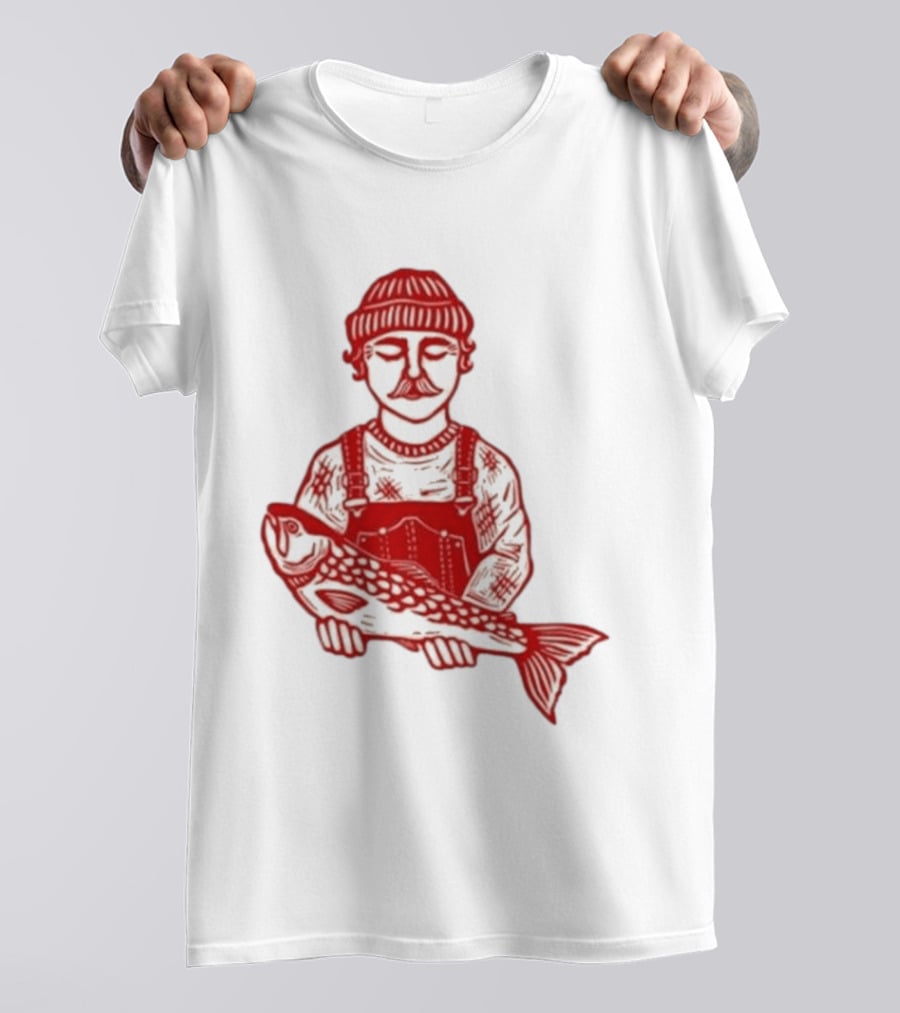 Goth Babe Fisherman Holding Fish T-Shirt
