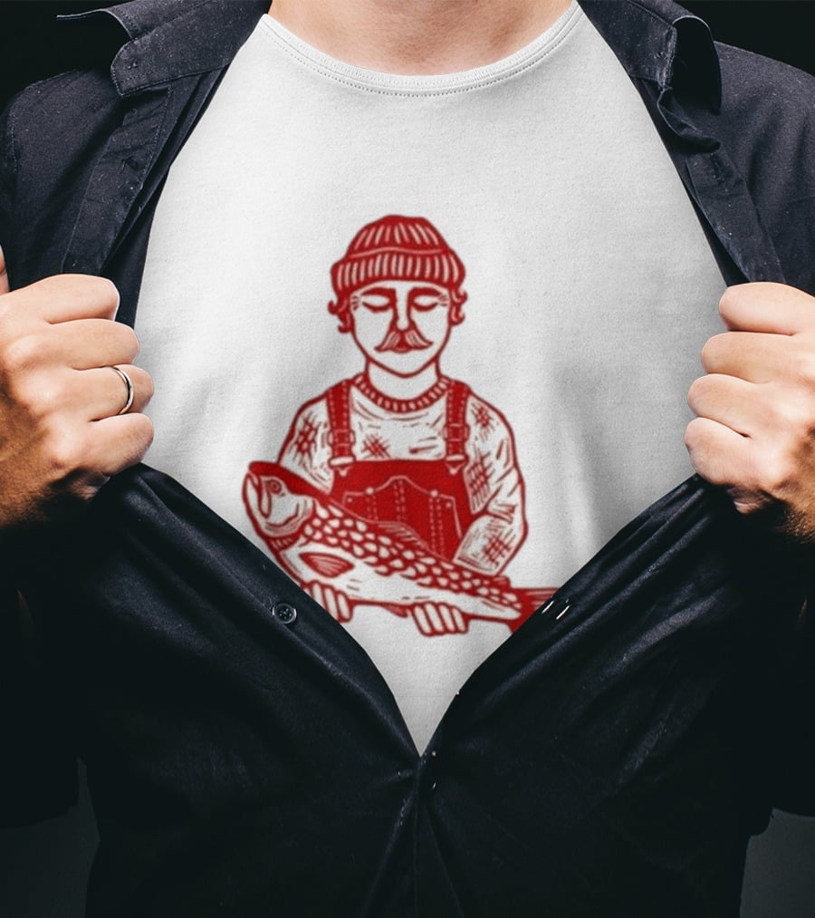 Goth Babe Fisherman Holding Fish T-Shirt