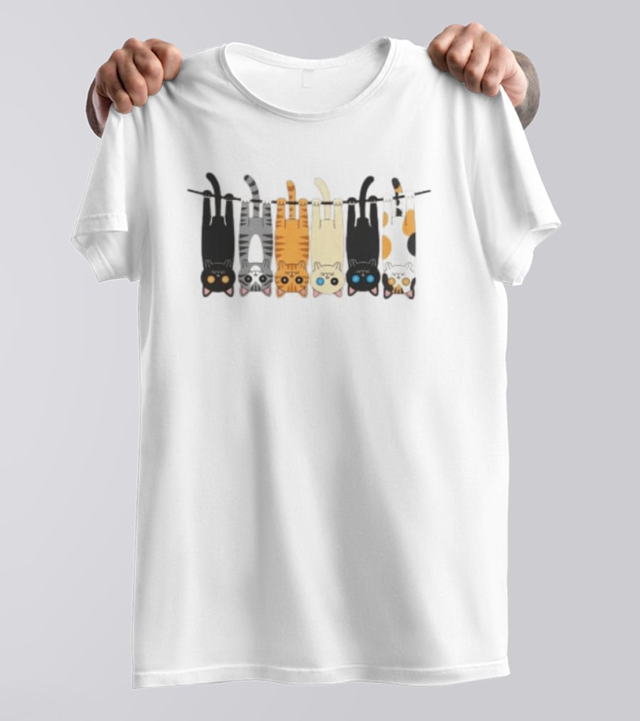 Hanging Cats On Clothesline For Cat Lover Enthusiasts T-Shirt