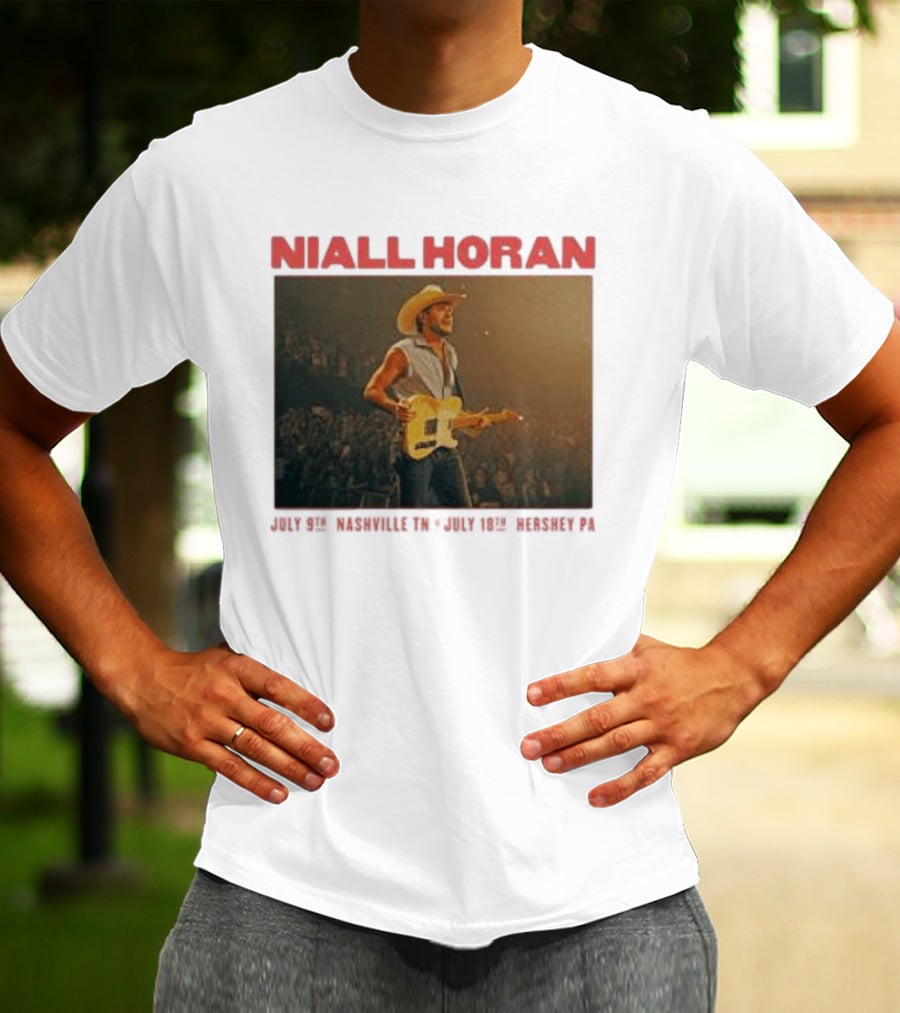 Niall Horan Live Performance Cowboy Hat Guitar Dallas Texas Event T-Shirt