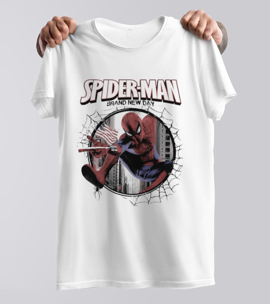 Spider Man Brand New Day Marvel Peter Parker Swinging Action T-Shirt