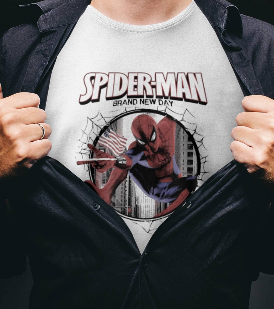 Spider Man Brand New Day Marvel Peter Parker Swinging Action T-Shirt