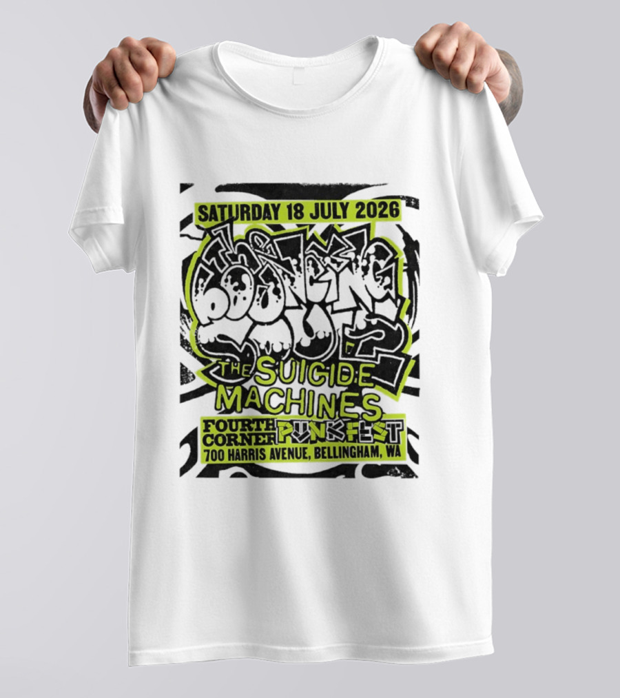 Saturday 18 July 2026 The Bouncing Souls The Suicide Machines Fourth Corner Punkfest Bellingham WA 700 Harris Avenue T-Shirt