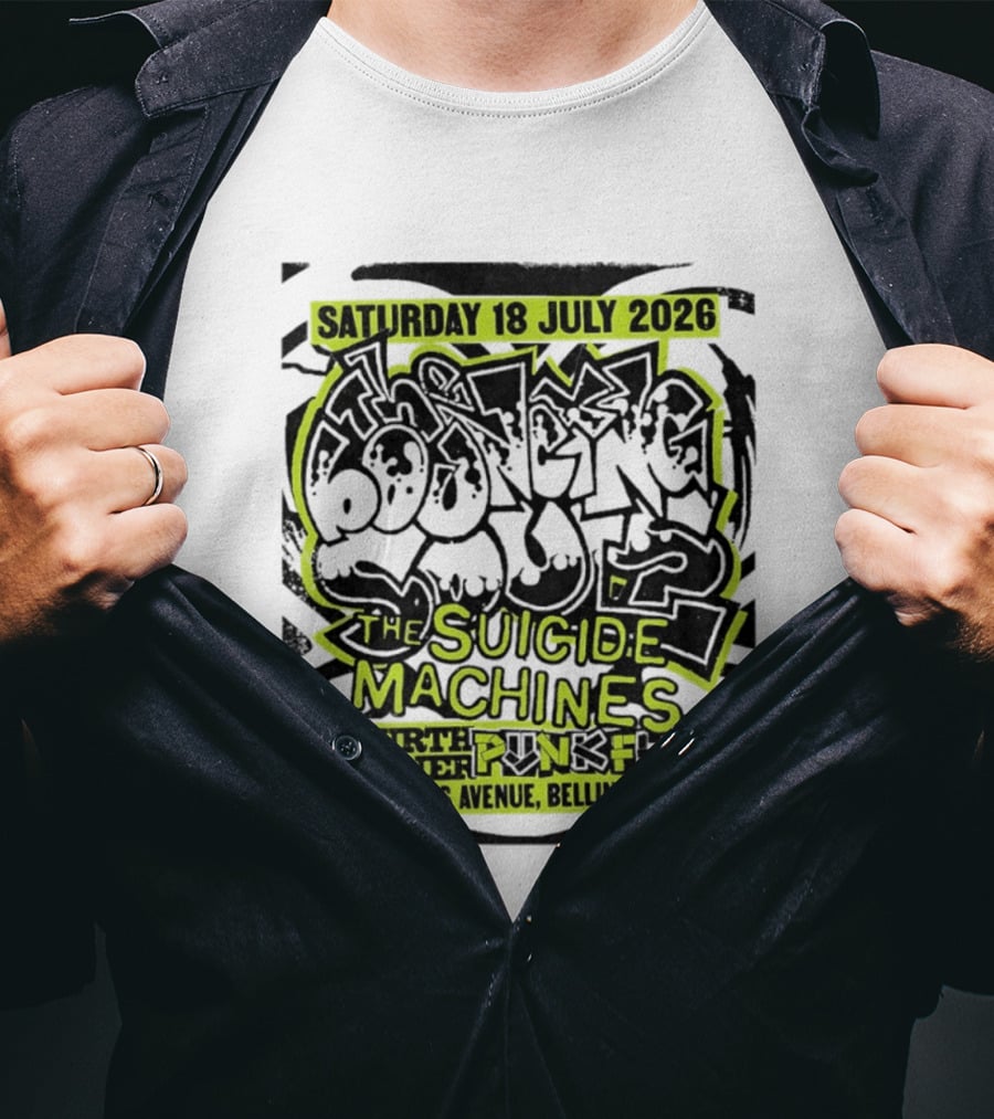 Saturday 18 July 2026 The Bouncing Souls The Suicide Machines Fourth Corner Punkfest Bellingham WA 700 Harris Avenue T-Shirt
