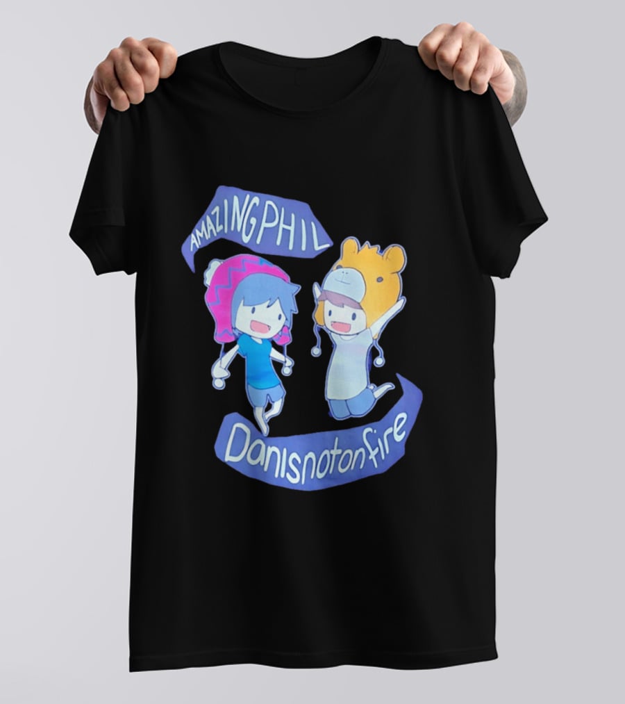 AmazingPhil Danisnotonfire Cartoon Characters In Cute Animal Hats T-Shirt
