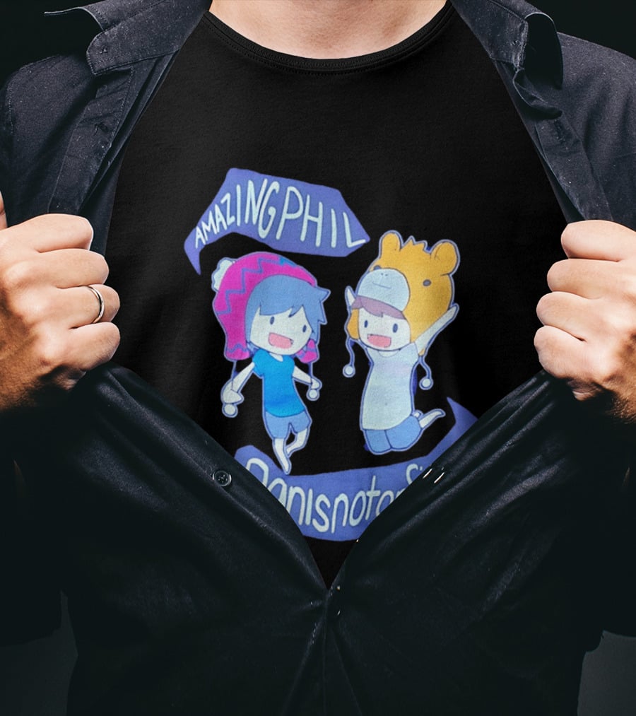 AmazingPhil Danisnotonfire Cartoon Characters In Cute Animal Hats T-Shirt