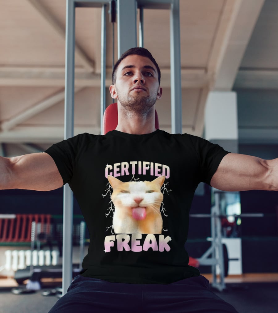 Certified Freak Cat Meme Humor Cursed Cats Eat Cement T-Shirt