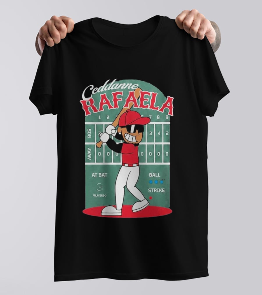 Ceddanne Rafaela Baseball Cartoon Scoreboard T-Shirt