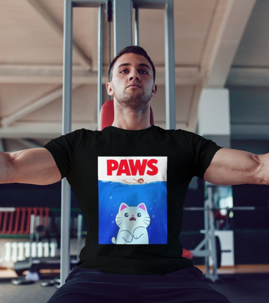 Paws Cat Parody Movie Jaws T-Shirt