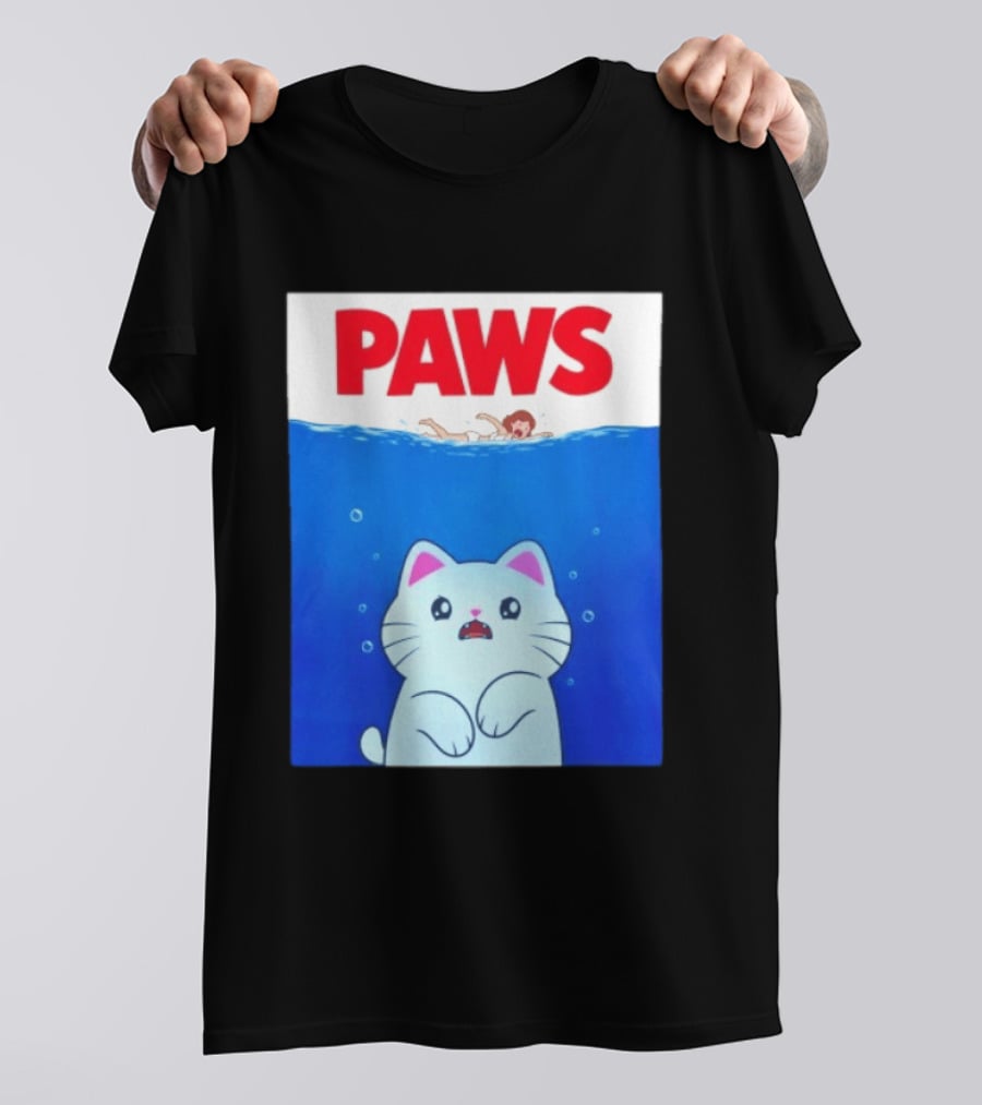 Paws Cat Parody Movie Jaws T-Shirt