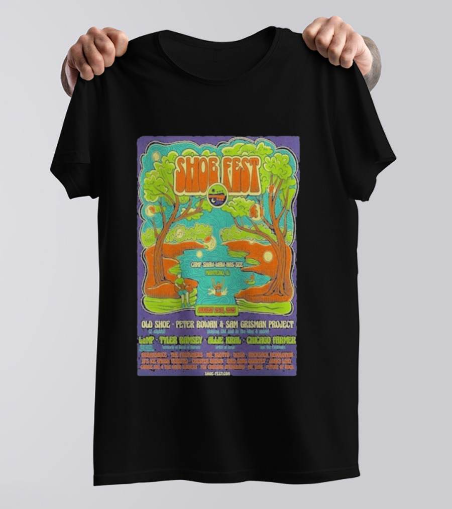 Shoe Fest August 29 31 2025 Camp Shaw Waw Nas See Manteno IL Old Shoe Peter Rowan Sam Grisman Project Tyler Ramsey Allie Kral Chicago Farmer T-Shirt