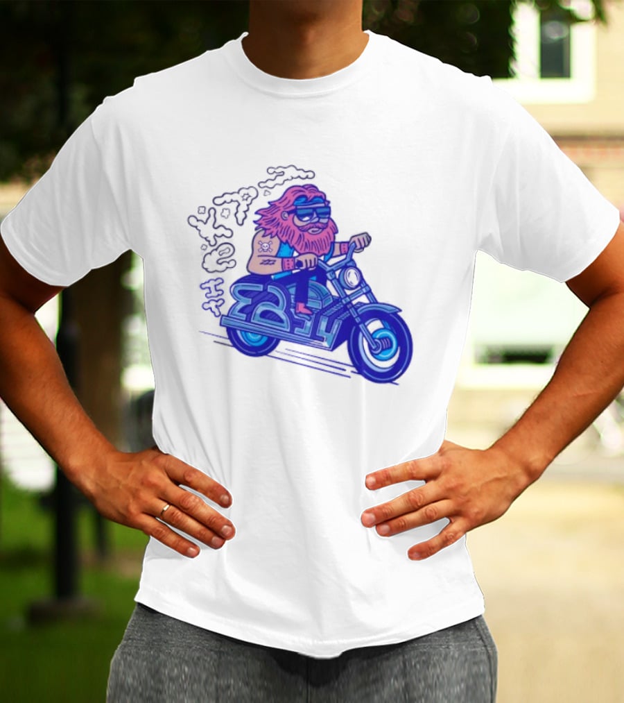 Billy Biker Cartoon Motorcycle Bearded Man T-Shirt