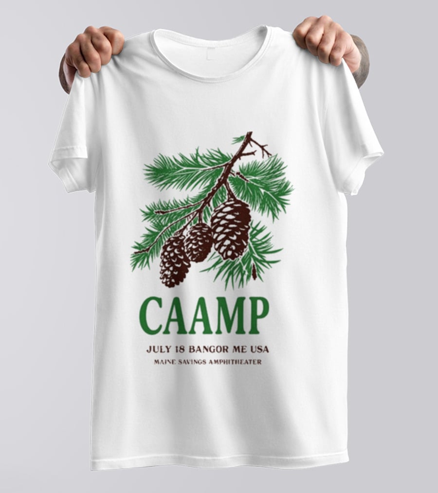Caamp July 18 Bangor Maine USA Maine Savings Ampitheater Pinecones T-Shirt