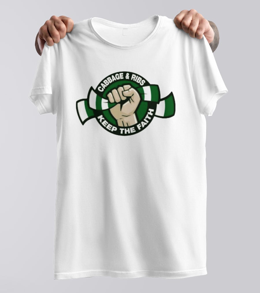 Cabbage & Ribs Keep The Faith Celtic FC Fist T-Shirt