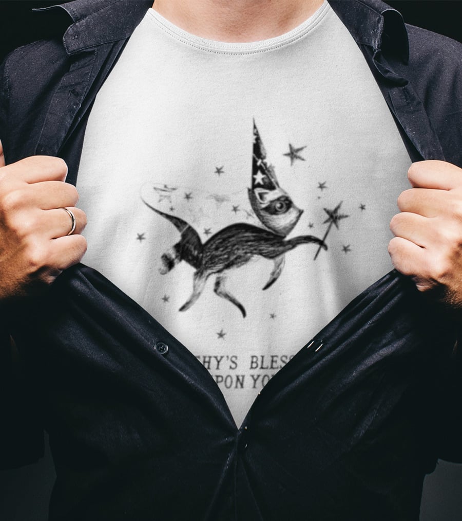 Jimothy's Blessings Upon You Wizard Raccoon Enchanting Starry Magic T-Shirt