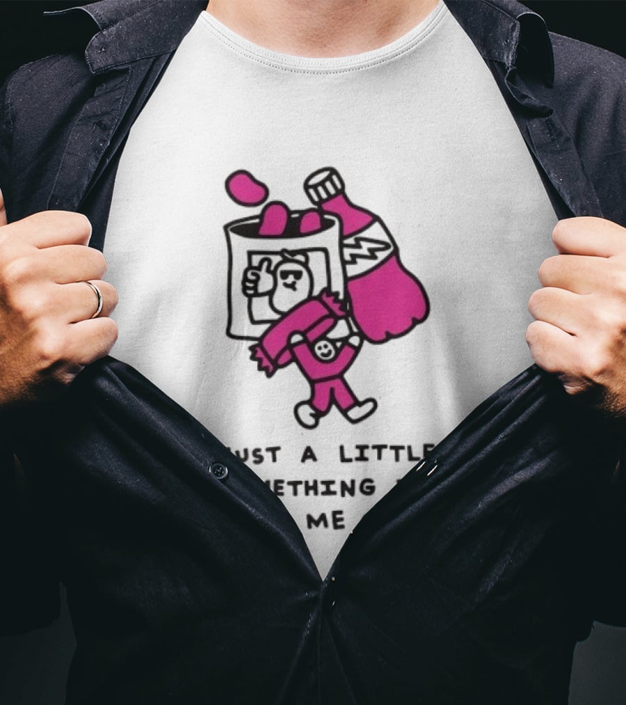 Just A Little Something To Tide Me Over Snack Pink Character Carrying Beer T-Shirt
