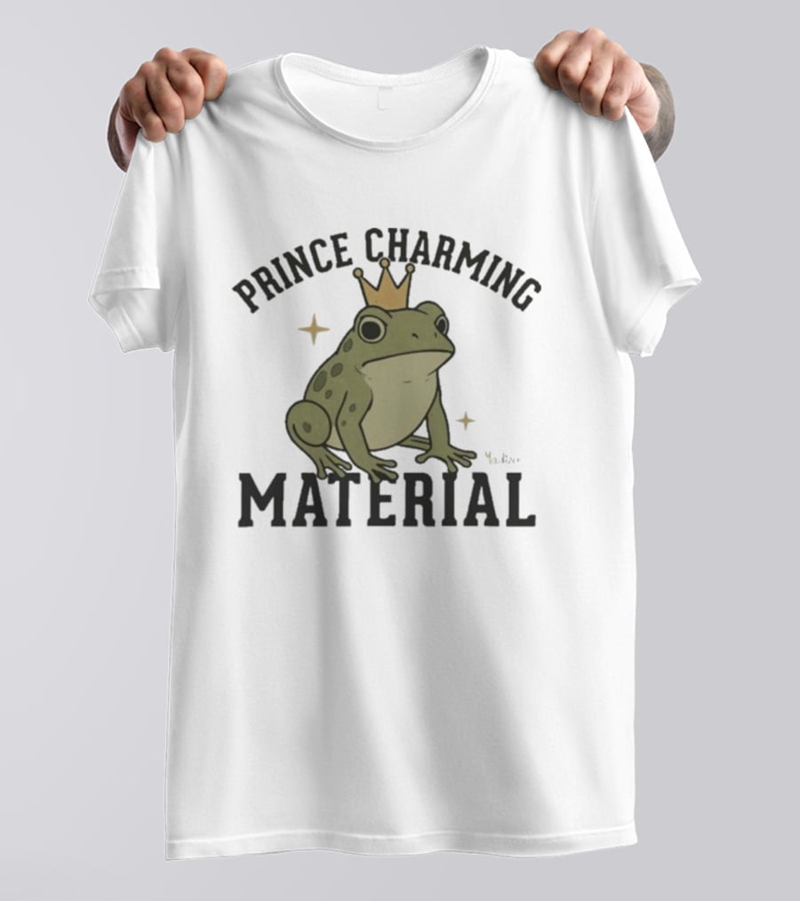Prince Charming Material Frog With Crown And Stars T-Shirt