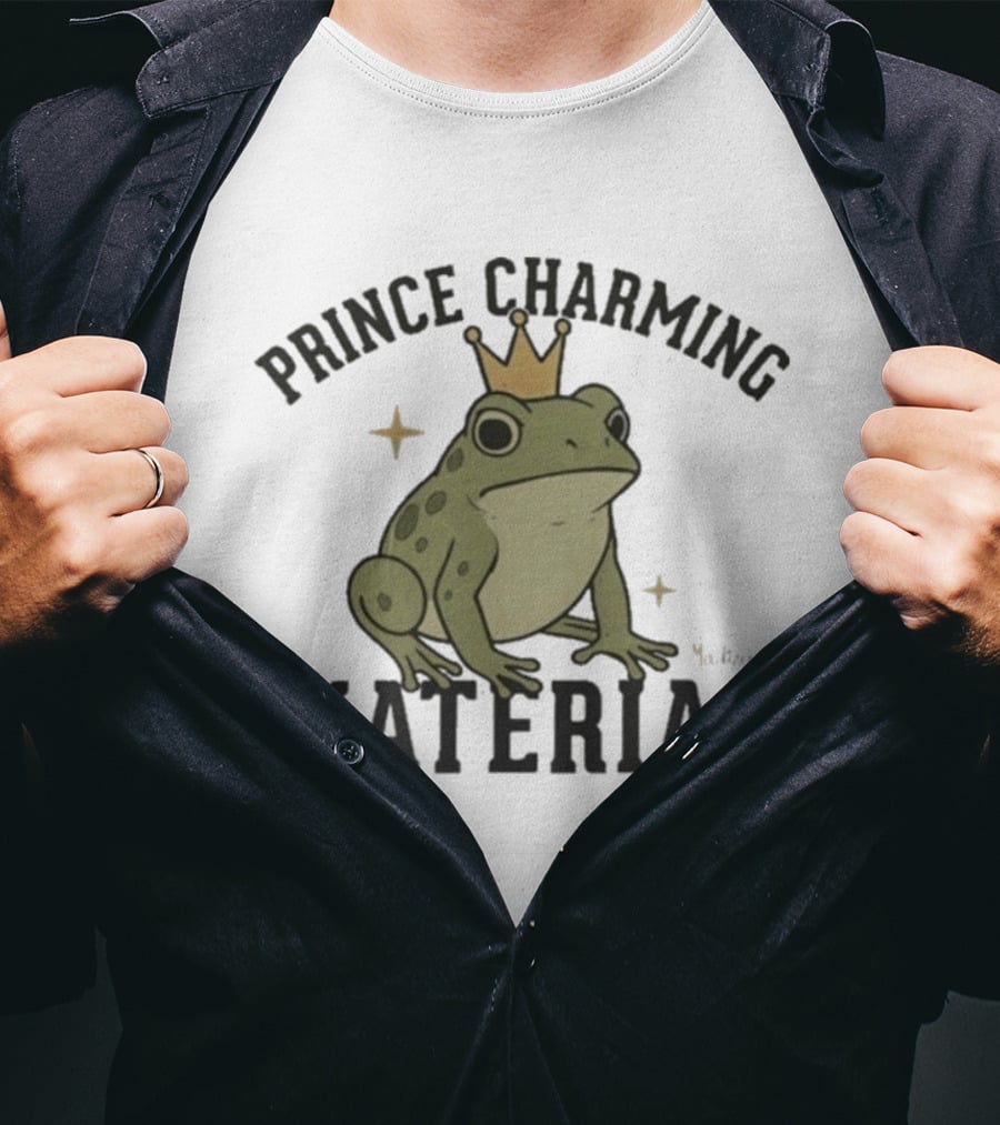 Prince Charming Material Frog With Crown And Stars T-Shirt